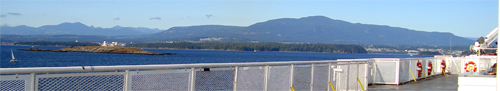 on the ferry and in the distance: Departure Bay, Nanaimo